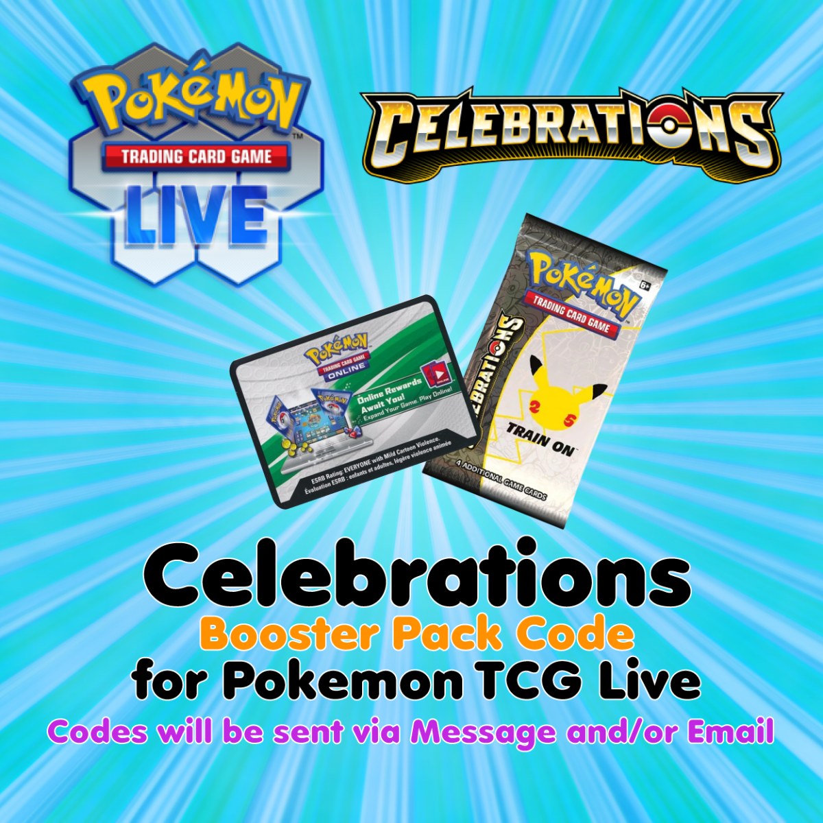 Pokemon TCG Live PTCGL PTCGO Online Codes: 1 Celebration Booster Pack